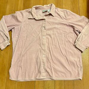 Blair Oversized Long Sleeved Corduroy Button Down Pastel Pink Top (XL)